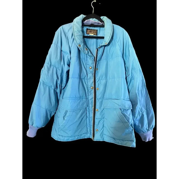 Vintage Eddie Bauer Women's Blue vintage Puffer chore coat Jacket large - Picture 1 of 4